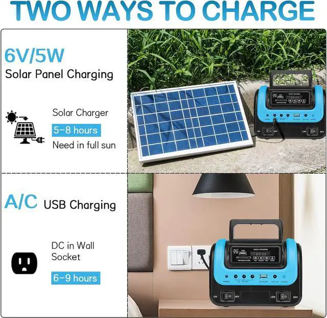 Alt view image 6 of 7 - Solar Generator - Portable Generator with Solar Panel,Solar Power Generators Portable Power Station with Flashlight,Emergency Generator Solar Powered for Home Use Camping Travel Emergency(Blue)