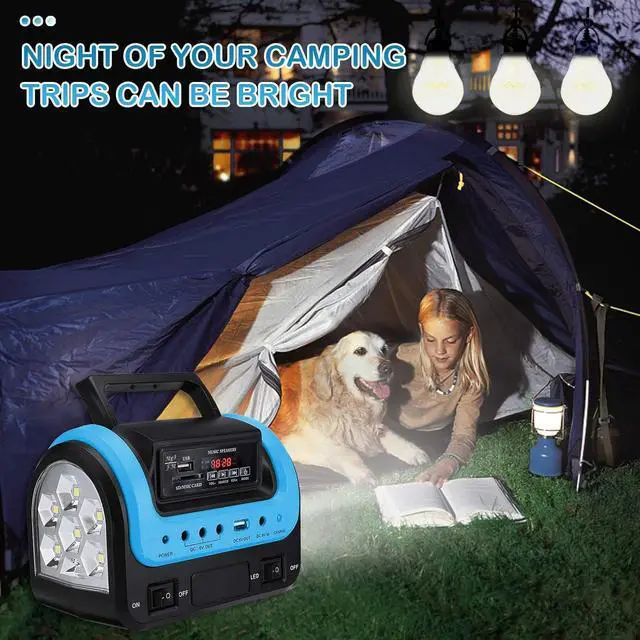 Alt view image 7 of 7 - Solar Generator - Portable Generator with Solar Panel,Solar Power Generators Portable Power Station with Flashlight,Emergency Generator Solar Powered for Home Use Camping Travel Emergency(Blue)