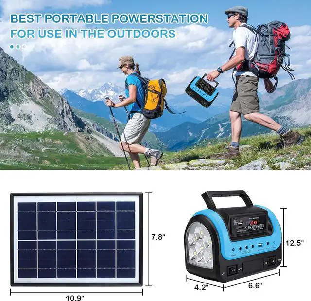 Alt view image 4 of 7 - Solar Generator - Portable Generator with Solar Panel,Solar Power Generators Portable Power Station with Flashlight,Emergency Generator Solar Powered for Home Use Camping Travel Emergency(Blue)