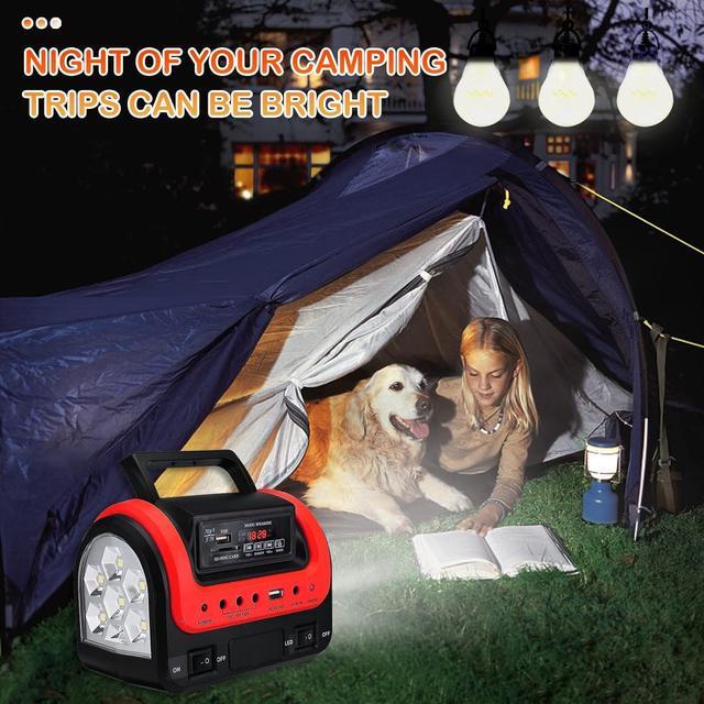 Alt view image 2 of 7 - Solar Generator - Portable Generator with Solar Panel,Solar Power Generators Portable Power Station with Flashlight,Emergency Generator Solar Powered for Home Use Camping Travel Hunting Emergency(Red)