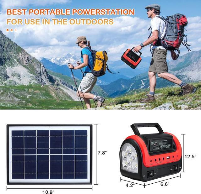 Alt view image 4 of 7 - Solar Generator - Portable Generator with Solar Panel,Solar Power Generators Portable Power Station with Flashlight,Emergency Generator Solar Powered for Home Use Camping Travel Hunting Emergency(Red)
