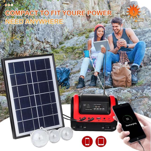 Alt view image 3 of 7 - Solar Generator - Portable Generator with Solar Panel,Solar Power Generators Portable Power Station with Flashlight,Emergency Generator Solar Powered for Home Use Camping Travel Hunting Emergency(Red)
