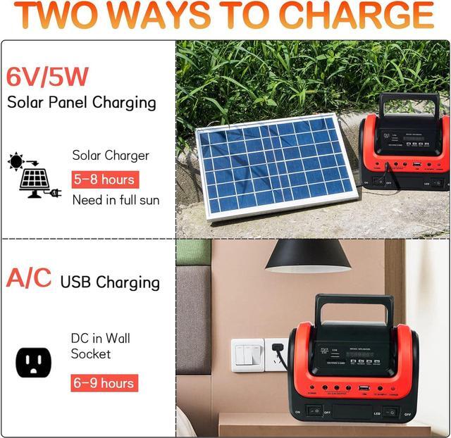 Alt view image 5 of 7 - Solar Generator - Portable Generator with Solar Panel,Solar Power Generators Portable Power Station with Flashlight,Emergency Generator Solar Powered for Home Use Camping Travel Hunting Emergency(Red)