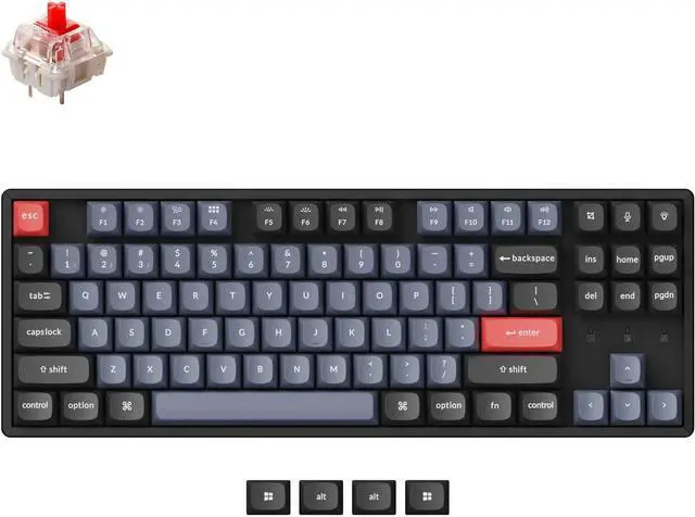 Main image of Keychron K8 Pro QMK/VIA Wireless Mechanical Keyboard, Hot-Swappable Aluminum Frame TKL Custom Programmable Keyboard with RGB Backlit, Gateron G Pro Red Switch