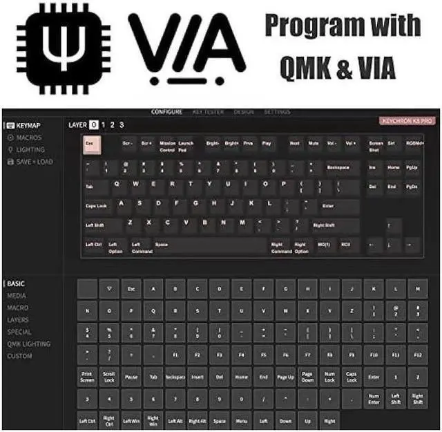 Alt view image 5 of 6 - Keychron K8 Pro QMK/VIA Wireless Mechanical Keyboard, Hot-Swappable Aluminum Frame TKL Custom Programmable Keyboard with RGB Backlit, Gateron G Pro Red Switch