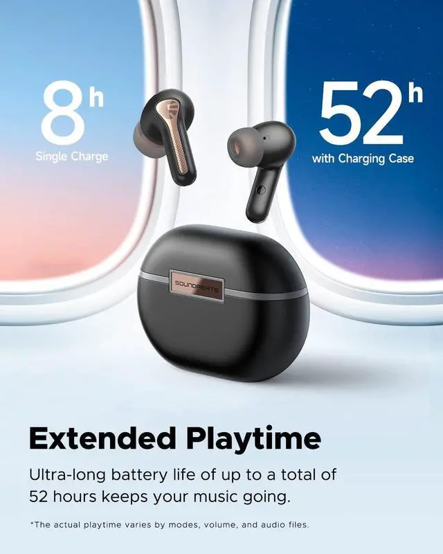 Alt view image 4 of 7 - SoundPEATS Capsule3 Pro 43dB Hybrid Active Noise Cancelling Earbuds, Hi-Res Bluetooth 5.3 Earphones with LDAC, 6 Mics for Calls, 52 Hrs, IPX4 Rated, Powerful Sound, App Customize EQ