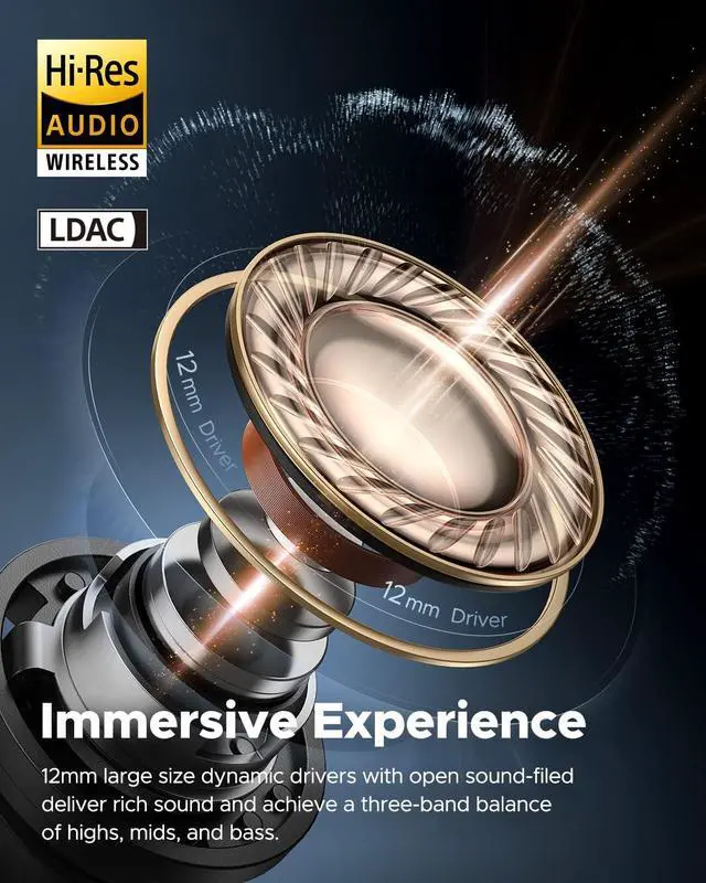 Alt view image 6 of 7 - SoundPEATS Capsule3 Pro 43dB Hybrid Active Noise Cancelling Earbuds, Hi-Res Bluetooth 5.3 Earphones with LDAC, 6 Mics for Calls, 52 Hrs, IPX4 Rated, Powerful Sound, App Customize EQ