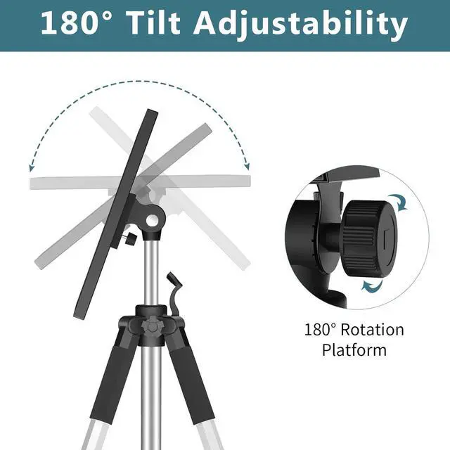 Alt view image 4 of 7 - Projector Tripod Stand, Laptop Tripod Stand, Outdoor Projector Stand Adjustable Tall from 17.6 to 51.4 Inches, Multi-Purpose Portable Projector Stand Laptop Floor Stand for Laptop, DJ