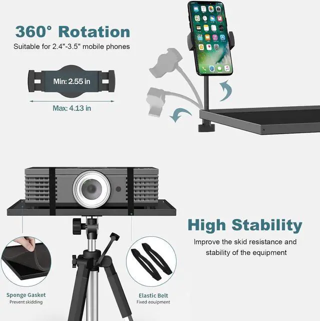 Alt view image 6 of 7 - Projector Tripod Stand, Laptop Tripod Stand, Outdoor Projector Stand Adjustable Tall from 17.6 to 51.4 Inches, Multi-Purpose Portable Projector Stand Laptop Floor Stand for Laptop, DJ