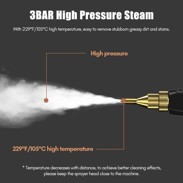 Alt view image 5 of 7 - Shineslay Portable Handheld Steam Cleaner High Temperature Pressurized Steam 2500W Cleaning Machine with Brush Heads Multi-Purpose Steam Cleaners for Kitchen Furniture Bathroom Car Use