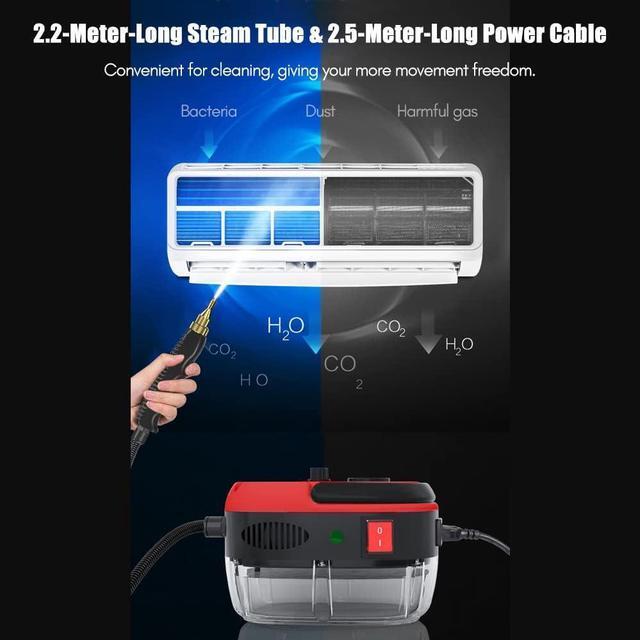 Alt view image 6 of 7 - Shineslay Portable Handheld Steam Cleaner High Temperature Pressurized Steam 2500W Cleaning Machine with Brush Heads Multi-Purpose Steam Cleaners for Kitchen Furniture Bathroom Car Use