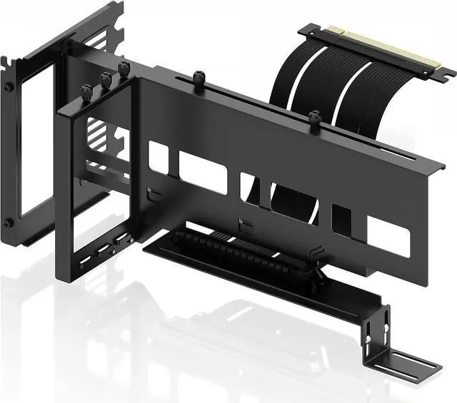 Main image of Vertical PCIe 4.0 GPU Mount Bracket Graphic Card Holder with 5V 3 Pin ARGB LED Module, Video Card VGA Support Kit with PCIe 4.0 X16 Gen4 17cm/6.69in Riser Cable 90 Degree Right Angle (Black)