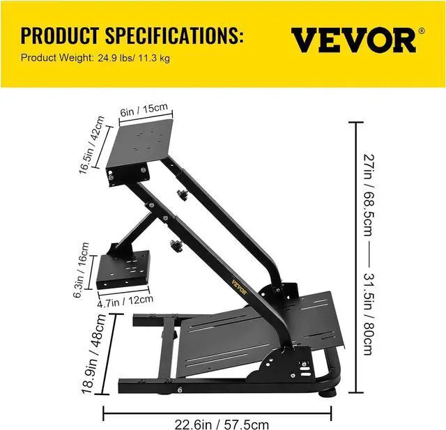 Alt view image 7 of 7 - VEVOR G920 Racing Steering Wheel Stand Shifter Mount fit for Logitech G27 G25 G29 Gaming Wheel Stand Wheel Pedals NOT Included Racing Wheel Stand
