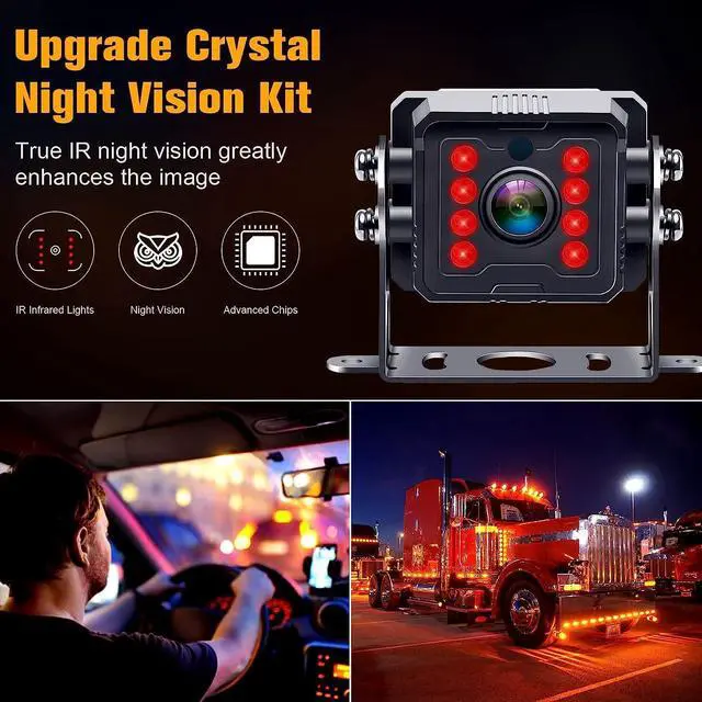 Alt view image 2 of 7 - Dual RV Backup Camera System Upgraded: No Lag Easy Installation Plug and Play 7" Monitor HD 1080P Rear View Camera Wired Kit IP69 Waterproof IR Crystal Night Vision for Truck Trailer Camper Tractor R4