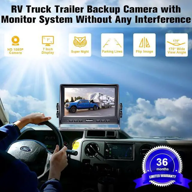 Alt view image 5 of 7 - Dual RV Backup Camera System Upgraded: No Lag Easy Installation Plug and Play 7" Monitor HD 1080P Rear View Camera Wired Kit IP69 Waterproof IR Crystal Night Vision for Truck Trailer Camper Tractor R4