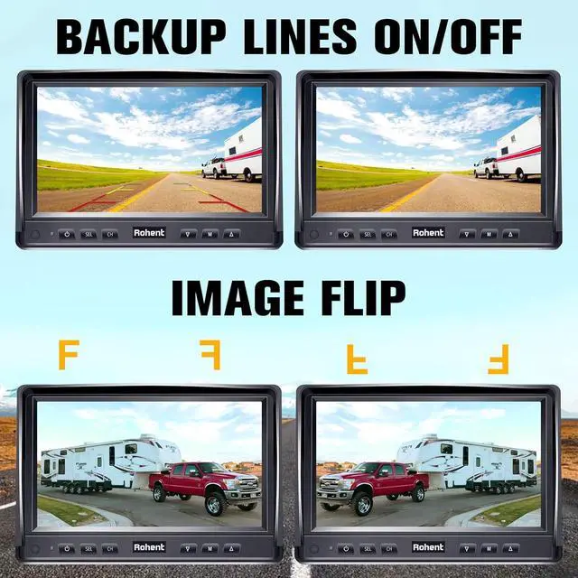 Alt view image 7 of 7 - Dual RV Backup Camera System Upgraded: No Lag Easy Installation Plug and Play 7" Monitor HD 1080P Rear View Camera Wired Kit IP69 Waterproof IR Crystal Night Vision for Truck Trailer Camper Tractor R4