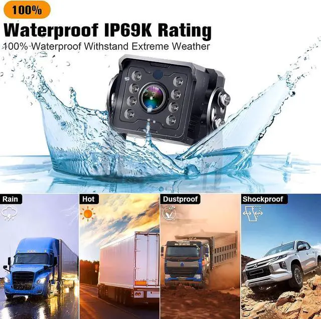 Alt view image 6 of 7 - Dual RV Backup Camera System Upgraded: No Lag Easy Installation Plug and Play 7" Monitor HD 1080P Rear View Camera Wired Kit IP69 Waterproof IR Crystal Night Vision for Truck Trailer Camper Tractor R4