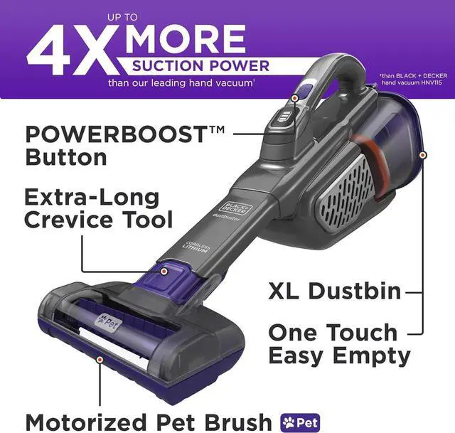 Alt view image 3 of 7 - beyond by BLACK+DECKER 20V MAX Handheld Vacuum for Pets, Advanced Clean (HHVK515JP07APB) , Gray