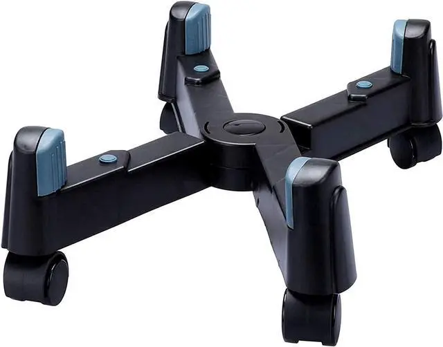 Main image of Computer Tower Stand, HUANUO CPU Holder Desktop Stand Desktop ATX-Case Mobile Cart Holder Adjustable Width with 4 Caster Wheels, Fits Most Computer Cases Under Desk, Black