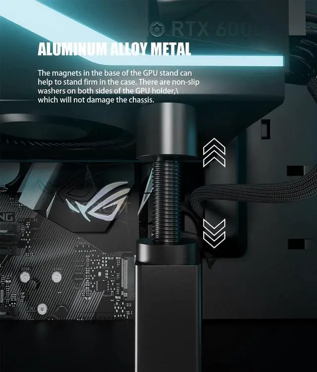 Alt view image 4 of 7 - GPU Support Bracket,BERLAT Graphics Card GPU Brace Support,Adjustable Height Graphics Card Holder,Video Card Sag Holder Bracket, Universal VGA Graphics Card Holder - All-Aluminum Metal Material