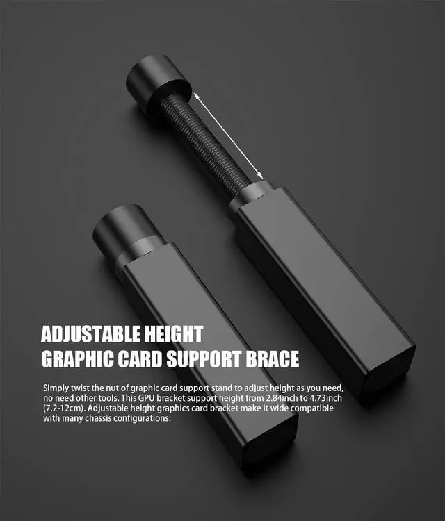 Alt view image 7 of 7 - GPU Support Bracket,BERLAT Graphics Card GPU Brace Support,Adjustable Height Graphics Card Holder,Video Card Sag Holder Bracket, Universal VGA Graphics Card Holder - All-Aluminum Metal Material