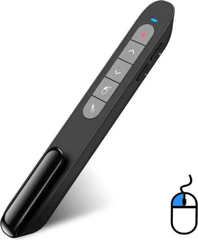 Main image of DinoFire Wireless Presenter Remote with Air Mouse, RF 2.4GZ USB Rechargeable Presentation Clicker and Pointer Powerpoint PPT Slide Clicker for Laptop/Computer/MAC