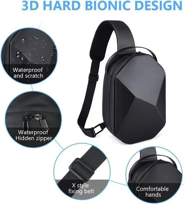 Alt view image 4 of 7 - Ainiv Hard Carrying Case for Oculus Quest 2 VR Headsets and Controllers Acessories Protective Waterproof Crossbody Shoulder Chest Backpack Fit for Elite Strap with Storage Bag