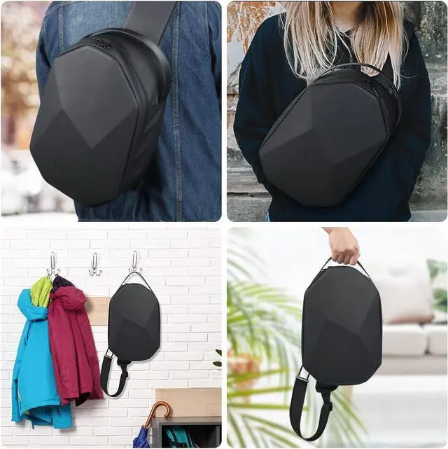 Alt view image 7 of 7 - Ainiv Hard Carrying Case for Oculus Quest 2 VR Headsets and Controllers Acessories Protective Waterproof Crossbody Shoulder Chest Backpack Fit for Elite Strap with Storage Bag