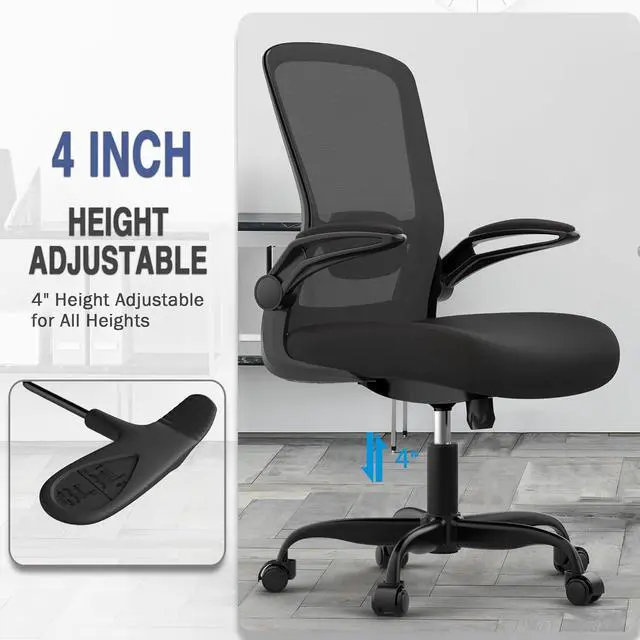 Alt view image 4 of 7 - Office Chair, Ergonomic Desk Chair with Adjustable Lumbar Support, High Back Mesh Computer Chair with Flip-up Armrests-BIFMA Passed Task Chairs, Executive Chair for Home Office