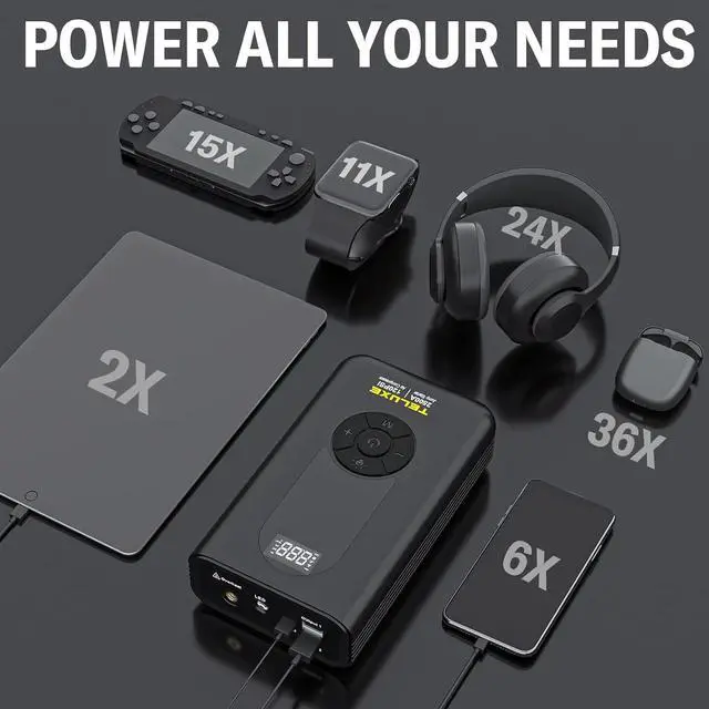 Alt view image 6 of 7 - Jump Starter with Air Compressor, 2500A 120PSI Car Battery Jump Starter with Digital Tire Inflator, 12V Lithium Jump Box for Vehicles, Battery Booster for 8.5L Gas or 6.0L Diesel Engines.