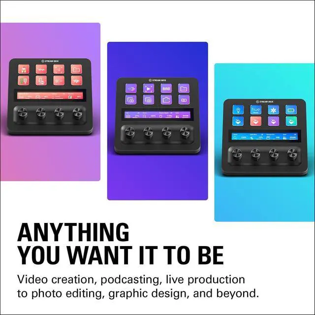 Alt view image 4 of 6 - Elgato USB-C Stream Deck +, Audio Mixer, Production Console and Studio Controller for Content Creators, Streaming, Gaming, with Customizable Touch Strip dials and LCD Keys, Works with Mac and PC