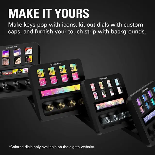 Alt view image 6 of 6 - Elgato USB-C Stream Deck +, Audio Mixer, Production Console and Studio Controller for Content Creators, Streaming, Gaming, with Customizable Touch Strip dials and LCD Keys, Works with Mac and PC