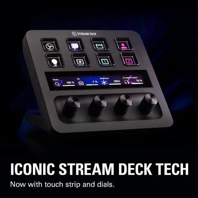 Alt view image 2 of 6 - Elgato USB-C Stream Deck +, Audio Mixer, Production Console and Studio Controller for Content Creators, Streaming, Gaming, with Customizable Touch Strip dials and LCD Keys, Works with Mac and PC