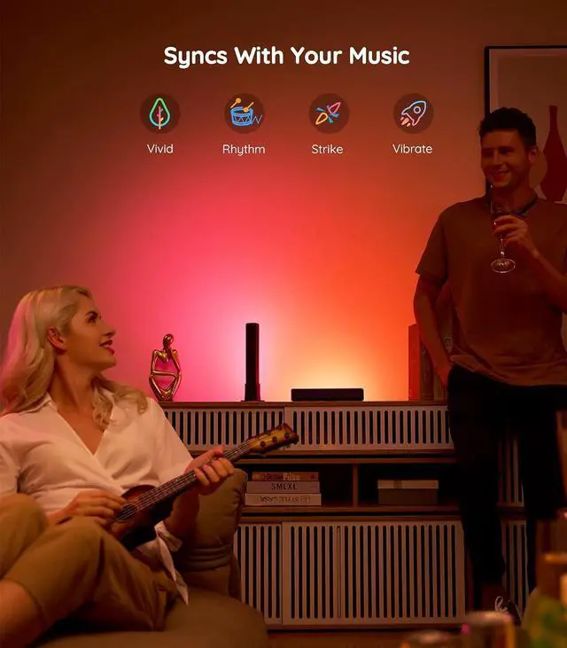 Alt view image 4 of 6 - Smart Light Bars, RGBICWW Smart LED Lights with 12 Scene Modes and Music Modes, Bluetooth Color Light Bar for Entertainment, PC, TV, Mood Lighting for Room Decoration