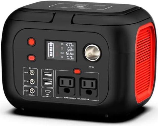 Alt view image 2 of 7 - Portable Power Station 300W Power Bank with AC Outlet 228Wh Solar Generator with LED Light Portable Generators 9 Outputs Battery Backup Power Supply for Outdoor Camping Travel Emergency