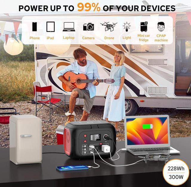 Alt view image 3 of 7 - Portable Power Station 300W Power Bank with AC Outlet 228Wh Solar Generator with LED Light Portable Generators 9 Outputs Battery Backup Power Supply for Outdoor Camping Travel Emergency