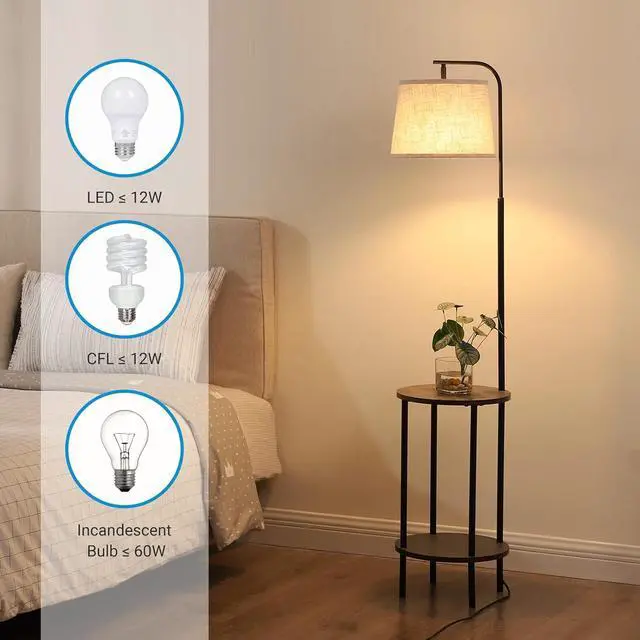 Alt view image 2 of 6 - Floor Lamp with Table Attached, Farmhouse Narrow Nightstand, Wooden End Side Table Floor Lamp, Adjustable Reading Lamp for Bedroom, Living Room, Office, Kids Room