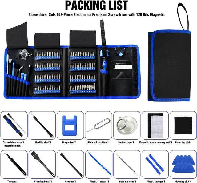 Alt view image 7 of 7 - 142 IN 1 Professional Computer Repair Tool Kit, Precision Screwdriver Set with 120 Bits Magnetic Repair Tool Kit for iPhone, MacBook, Computer, Laptop, PC, Tablet, PS4, Game Console, and Others