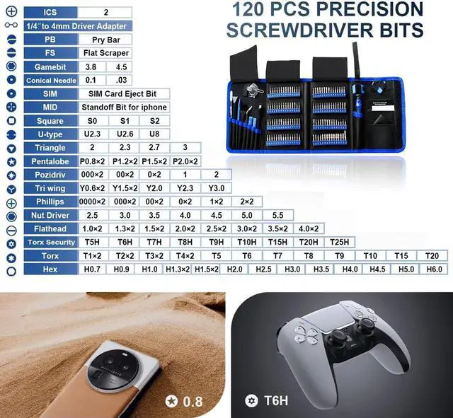 Alt view image 2 of 7 - 142 IN 1 Professional Computer Repair Tool Kit, Precision Screwdriver Set with 120 Bits Magnetic Repair Tool Kit for iPhone, MacBook, Computer, Laptop, PC, Tablet, PS4, Game Console, and Others