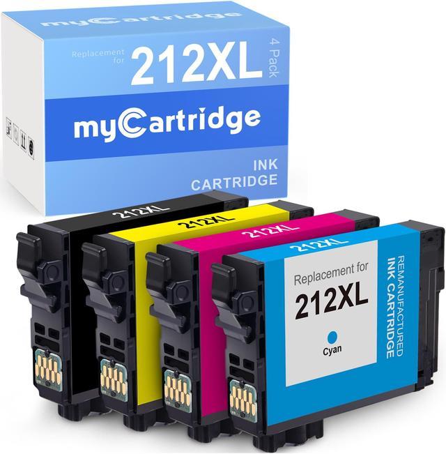 myCartridge Ink Cartridge Replacement for Epson 212 XL 212XL T212XL to use  with Expression Home XP-4100 XP-4105 Workforce WF-2830 WF-2850 Printer  (1Black,1 Cyan, 1 Magenta, 1 Yellow, 4 Pack) 