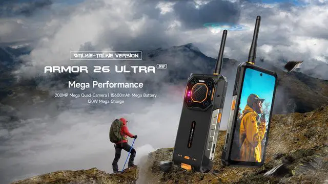 Alt view image 2 of 7 - Ulefone Armor 26 Ultra 5G Rugged Phones, Walkie-Talkie Smartphone, 200MP+64MP+50MP, 3.2X Zoom Lens, 24+512GB, 15600mAh/Dock Charging/120W Flash Charging, 6.78 120Hz, 121dB Speaker, NFC/GPS/uSmart