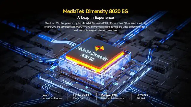 Alt view image 7 of 7 - Ulefone Armor 26 Ultra 5G Rugged Phones, Walkie-Talkie Smartphone, 200MP+64MP+50MP, 3.2X Zoom Lens, 24+512GB, 15600mAh/Dock Charging/120W Flash Charging, 6.78 120Hz, 121dB Speaker, NFC/GPS/uSmart