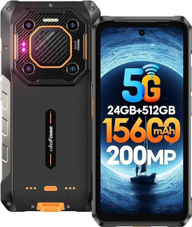 Main image of Ulefone Armor 26 Ultra 5G (24+512GB) Rugged Phone, 200MP+64MP+50MP+50MP Camera, 15600mAh Battery 120W Fast Charging, 6.78" FHD+ 120Hz Display Android 13 uSmart Expanded Connector Rugged Smartphone NFC