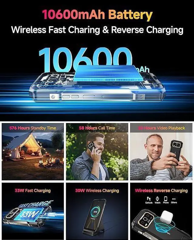 Alt view image 3 of 7 - Ulefone Armor 27T Pro 5G Rugged Phone, Thermal Imaging 64MP+50MP Camera, 24GB+256GB MTK Dimensity 6300, 10600mAh(33W), 30W Wireless Charging, 6.78" FHD+ 120Hz Corning Gorilla Screen, Android 14 +case