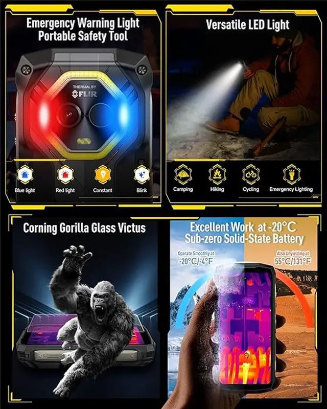 Alt view image 5 of 6 - Ulefone Armor Mini 20T Pro Phone 5G Global Version Rugged Phone, Thermal Imaging 16GB+256GB Smartphone 6200mAh 33W, 50MP+32MP Camera, 4.7" HD+, Android 14, IP68/IP69K, Dual SIM, NFC, GPS IR Blaster