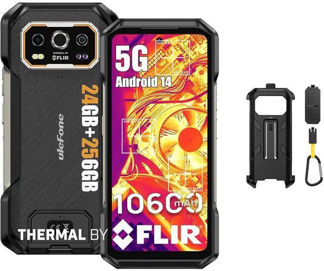 Main image of Ulefone Armor 27T Pro 5G Rugged Phone, Thermal Imaging 64MP+50MP Camera, 24GB+256GB MTK Dimensity 6300, 10600mAh(33W), 30W Wireless Charging, 6.78" FHD+ 120Hz Corning Gorilla Screen, Android 14 +case