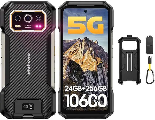 Main image of Ulefone Armor 27 Pro 5G Rugged Phone, 64MP+50MP+50MP Triple Real Camera, 24GB+256GB MTK Dimensity 6300, 10600mAh(33W), 30W Wireless Charging, 6.78" FHD+ 120Hz Corning Gorilla Screen, Android 14+case