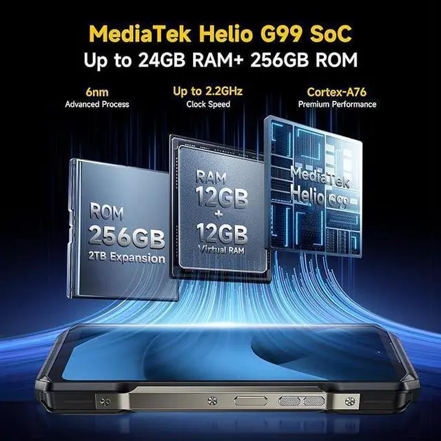 Alt view image 3 of 7 - Ulefone Armor 27T Rugged Phone with Thermal Imaging Camera, 10600mAh 12GB+256GB MTK Helio G99 Android 14, 50MP+64MP Night Vision, 6.78" FHD+ 120Hz, IP68/69K Waterproof Dual SIM Smartphone NFC+Case