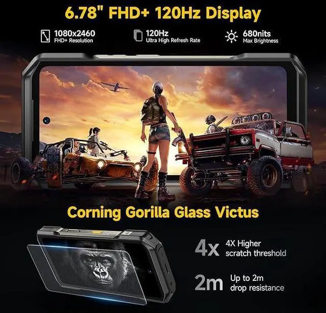 Alt view image 5 of 7 - Ulefone Armor 27T Rugged Phone with Thermal Imaging Camera, 10600mAh 12GB+256GB MTK Helio G99 Android 14, 50MP+64MP Night Vision, 6.78" FHD+ 120Hz, IP68/69K Waterproof Dual SIM Smartphone NFC+Case