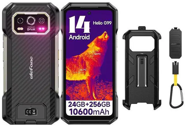 Main image of Ulefone Armor 27T Rugged Phone with Thermal Imaging Camera, 10600mAh 12GB+256GB MTK Helio G99 Android 14, 50MP+64MP Night Vision, 6.78" FHD+ 120Hz, IP68/69K Waterproof Dual SIM Smartphone NFC+Case